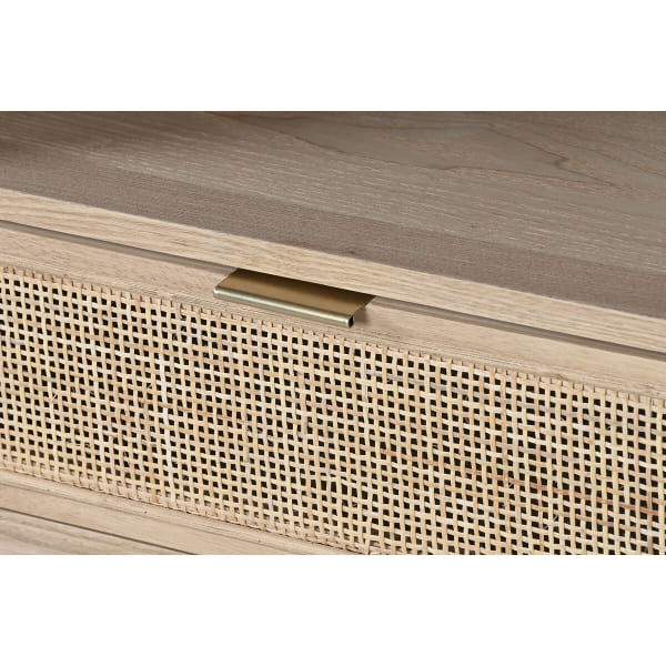 Mueble TV de madera natural y ratán