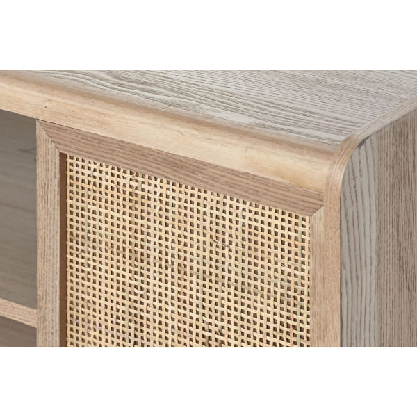 Mueble TV de caña de ratán y madera natural