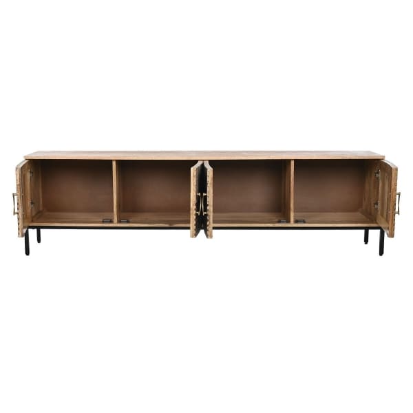 Contemporary African TV Stand in Mango Wood and Metal