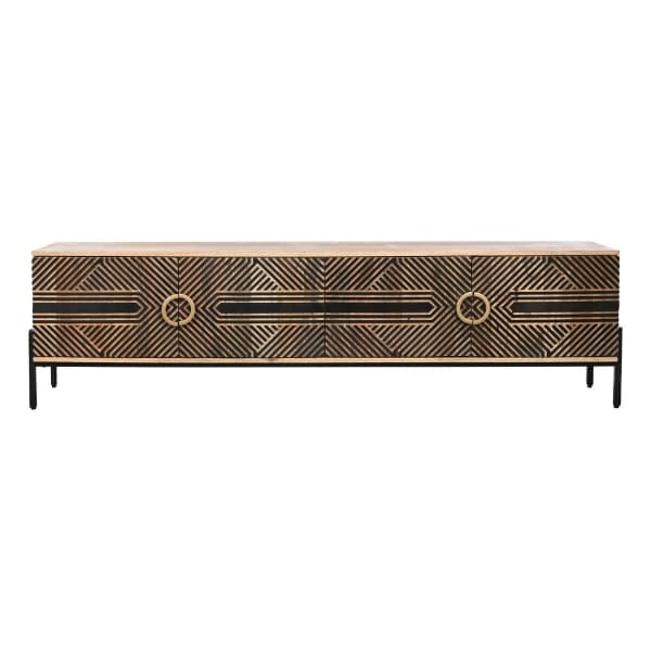 Meuble TV Contemporain Africain en Bois de Manguier et Métal