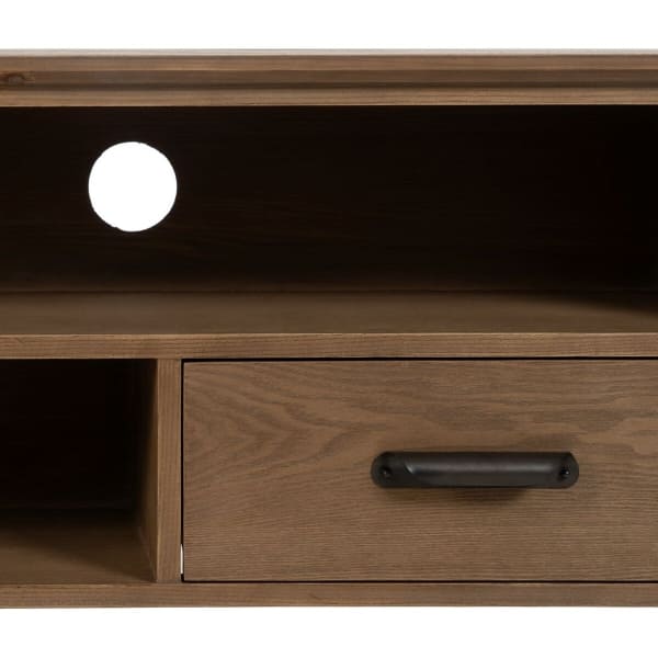 Mueble de televisión de madera marrón y negro
