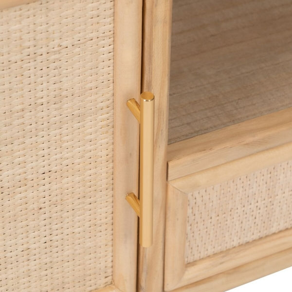 Mueble TV Bali Design de madera natural y ratán tejido