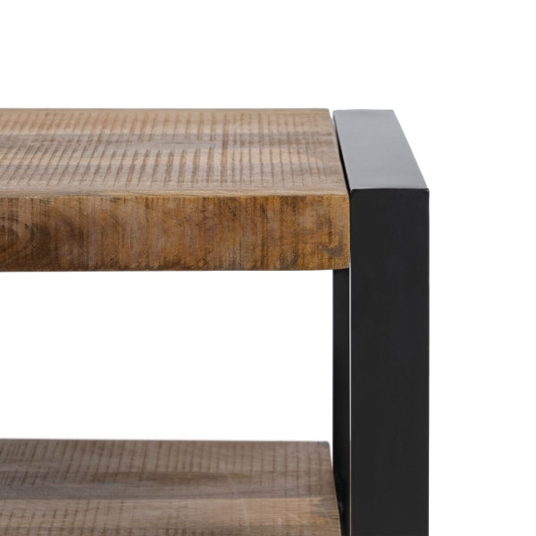 Industrial TV Stand In Solid Wood and Black Metal