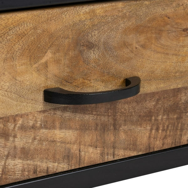 Mueble para TV Loft de madera maciza y metal negro