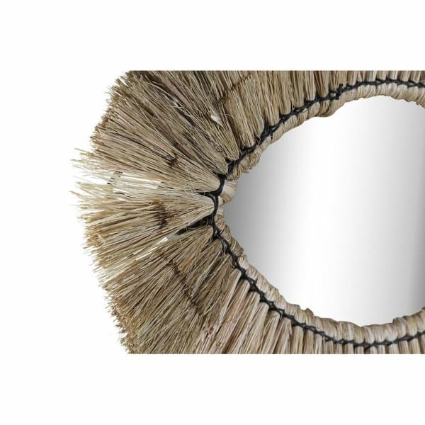 Espejo de pared de yute y cristal con ojo balinés (54 x 3 x 34 cm)