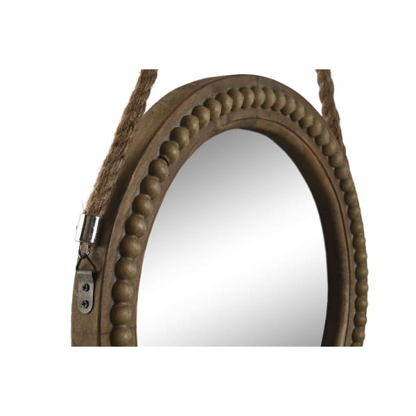 Espejo de pared colgante de cuerda y madera
