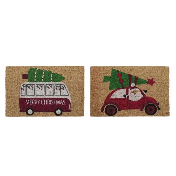 Set of 2 Christmas Doormats, Santa Claus "Merry Christmas"