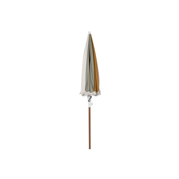 Tropical Parasol Wood and Canvas Brown, Gray, White