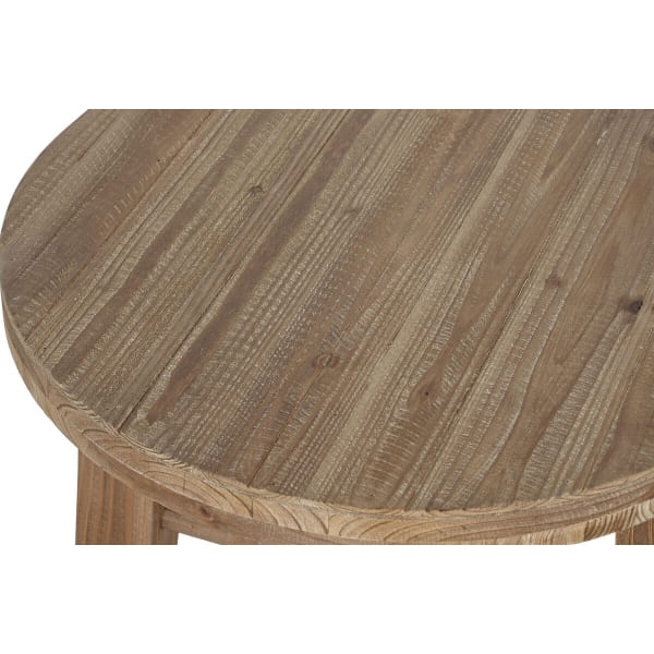 Small Round Side Table in Brown Fir Wood (60 x 60 x 45 cm)