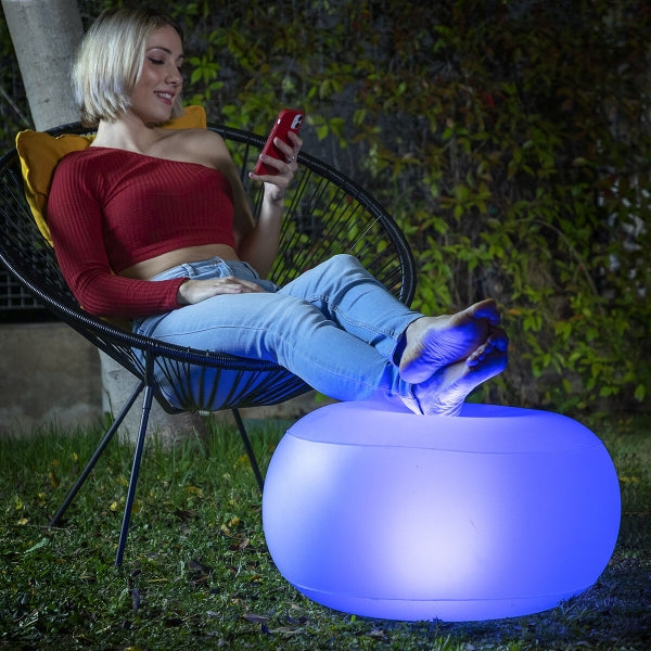 Pouf Gonflable de Jardin Lumineux avec Télécommande