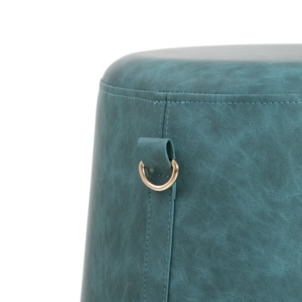 Contemporary Design Pouf Blue Synthetic Leather