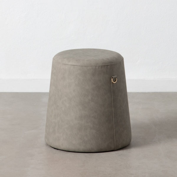 Contemporary Design Pouf Gray Synthetic Leather
