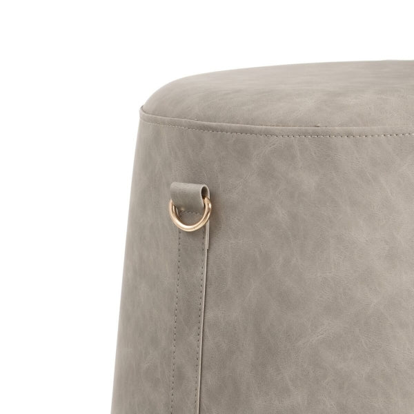 Contemporary Design Pouf Gray Synthetic Leather