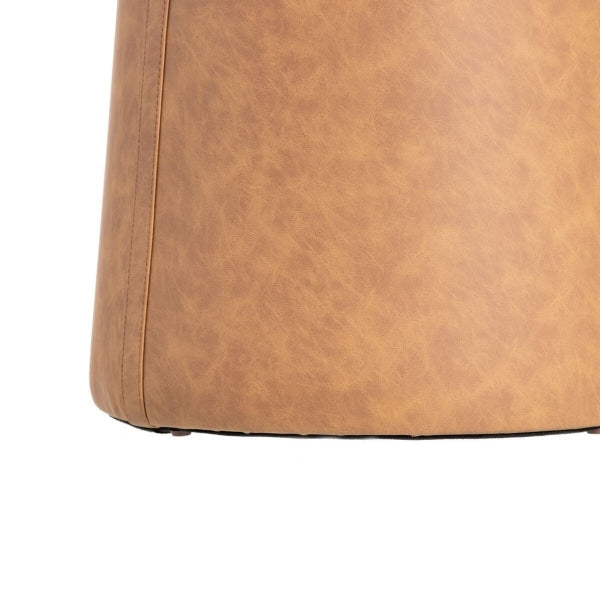 Puf de diseño contemporáneo de cuero sintético marrón