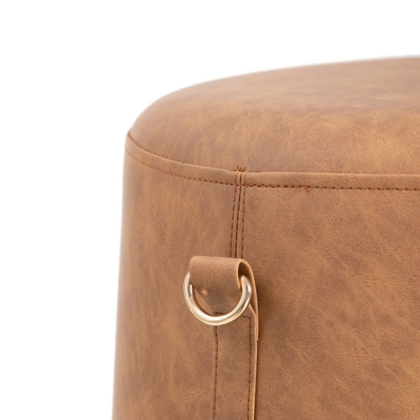Contemporary Design Pouf Brown Synthetic Leather