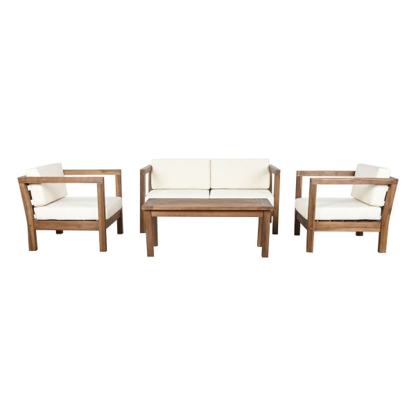 Salon de Jardin Balinais en Bois de Teck Blanc et Marron Home Decor