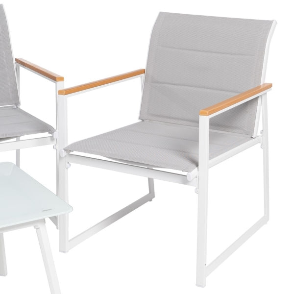 Contemporary Garden Furniture Gray Breathable Fabric and White Metal