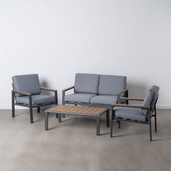 Salon de Jardin Design Bali Home Decor Gris Anthracite et Bois