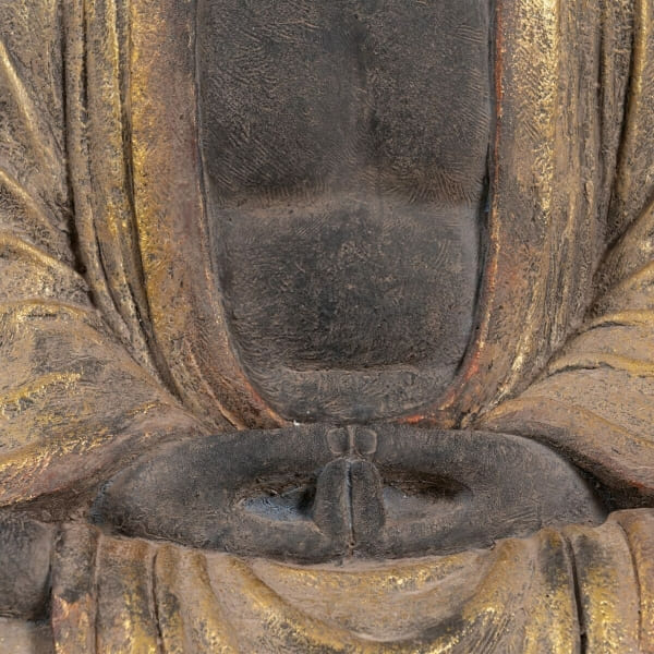 Sculpture Bouddha Résine Marron et Dorée
