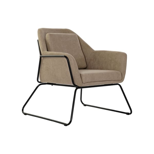 Fauteuil Design en Tissu Beige et Métal Noir Style Contemporain