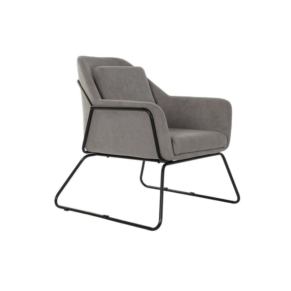 Fauteuil Design en Tissu Gris et Métal Noir Style Contemporain