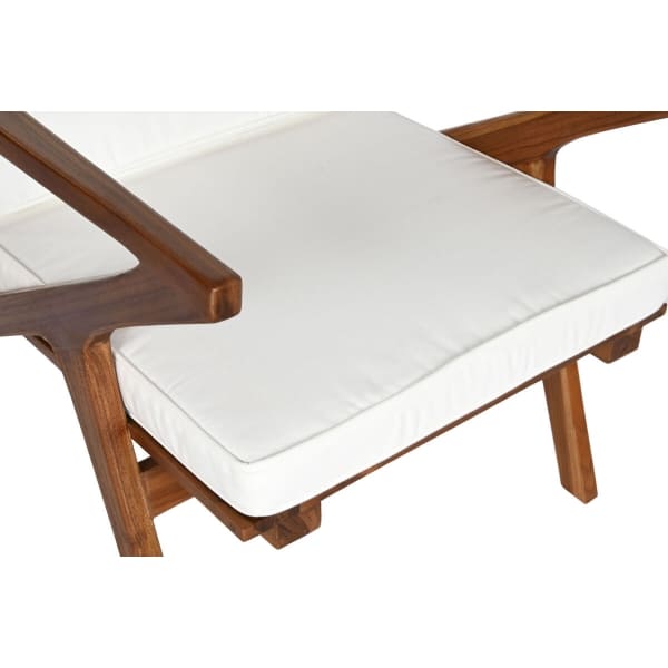 Ethnic Armchair in Solid Teak and White Fabric (64 x 76 x 77 cm)