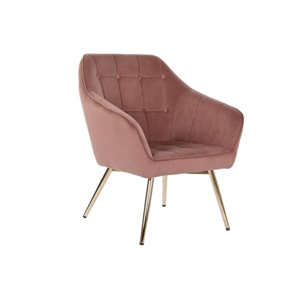 Fauteuil Contemporain Velours Terracotta et Métal Doré