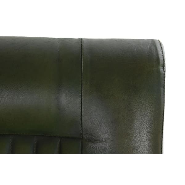 Vintage Relax Armchair in Dark Green Leather and Black Metal with Armrests