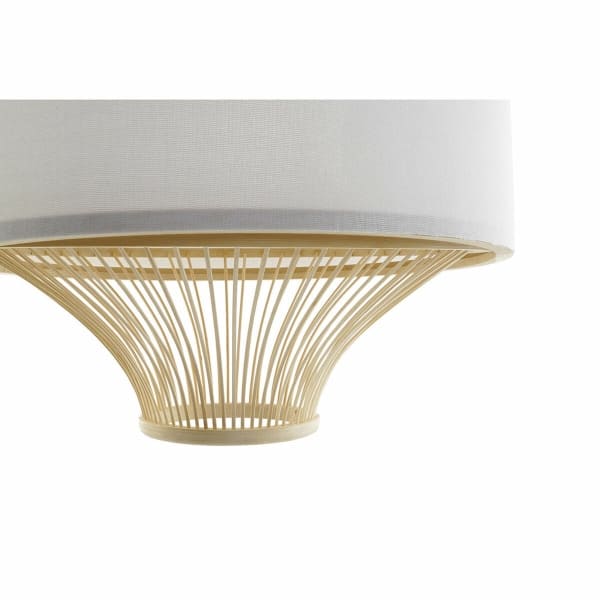 Lámpara de techo exótica de bambú y tela blanca
