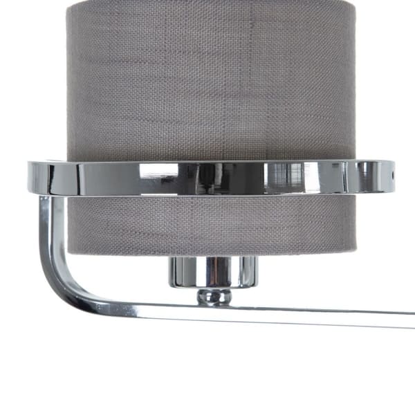 Lámpara colgante contemporánea de lino gris y plateado