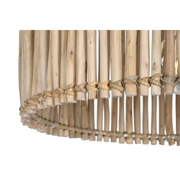 Lámpara colgante redonda de madera de eucalipto natural, estilo tropical