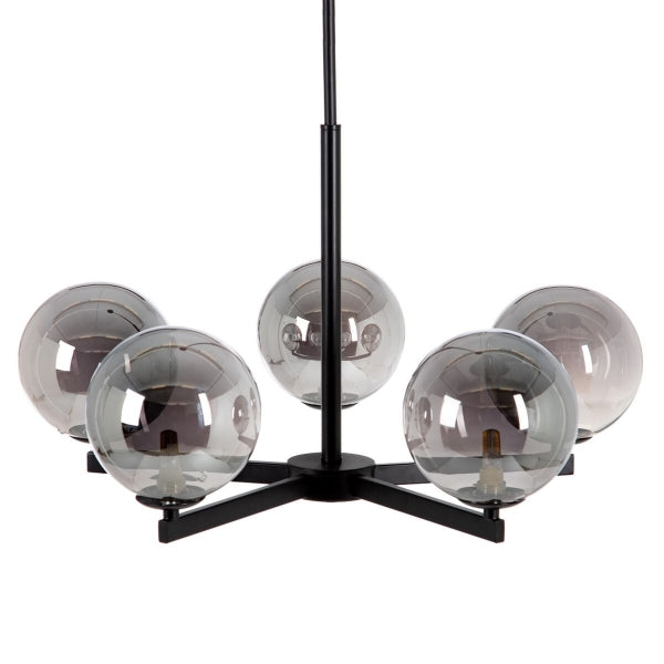 Contemporary Pendant Light Home Decor 5 Bulbs Black and Gray