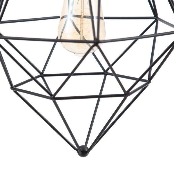 Lámpara colgante de diseño geométrico de metal negro para decoración del hogar