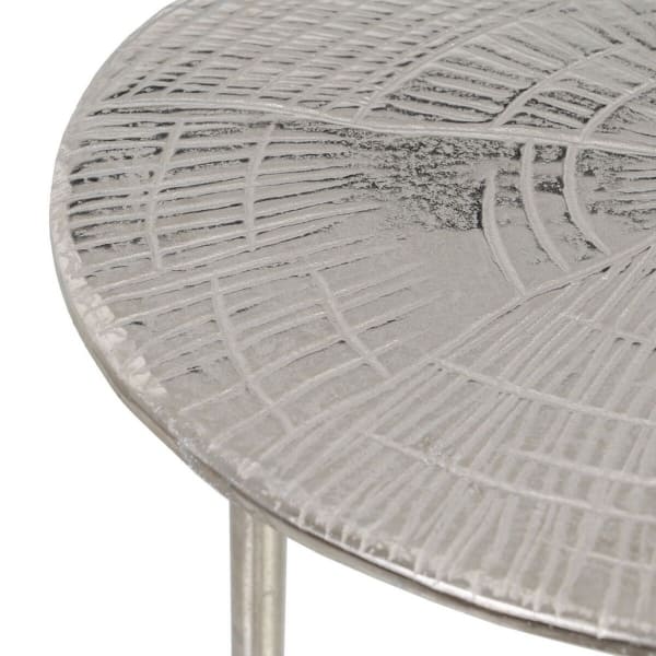 Mesa de centro circular de aluminio plateado (60 x 60 x 40 cm)