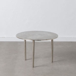 Table Basse Circulaire Aluminium Argenté ( 60 x 60 x 40 cm)