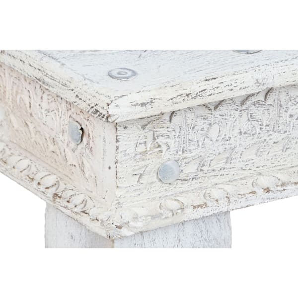 Mesa de centro rectangular de madera decapada blanca