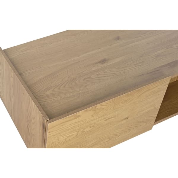 Mesa de centro de madera de roble con cajones