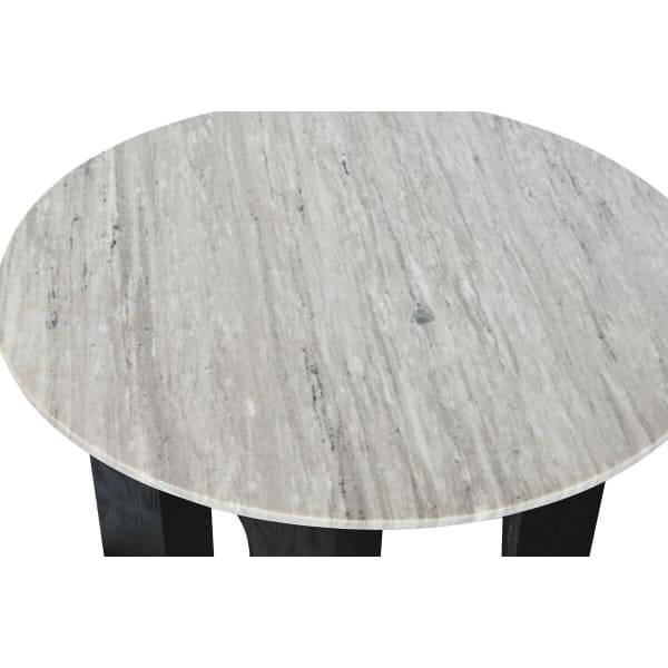 Table Basse Style Abstrait en Bois Noir et Marbre Blanc