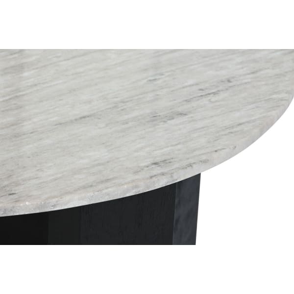 Abstract Style Coffee Table in Black Wood and White Marble