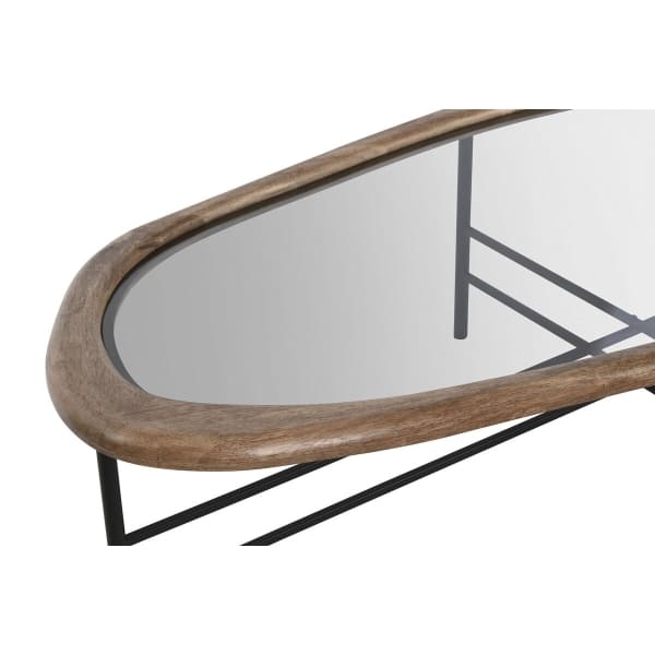 Mesa de centro tipo loft de vidrio y madera marrón