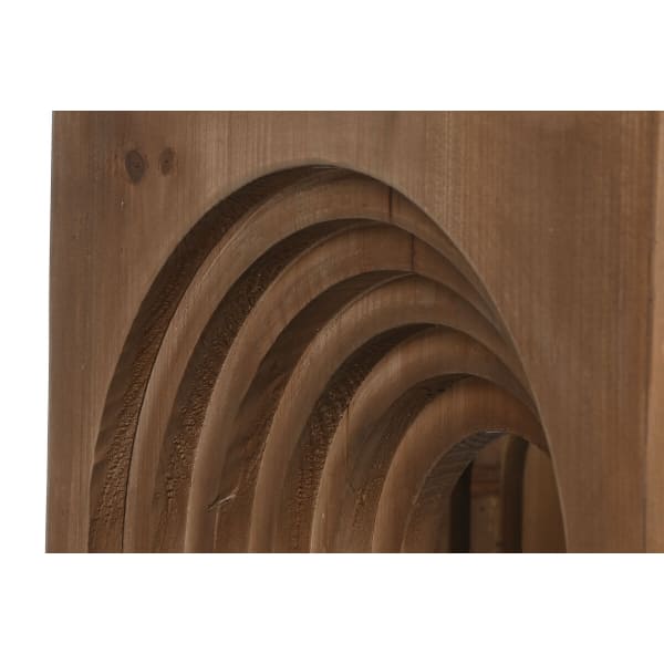 Table Basse Ronde Arches Sculptées en Bois et Verre
