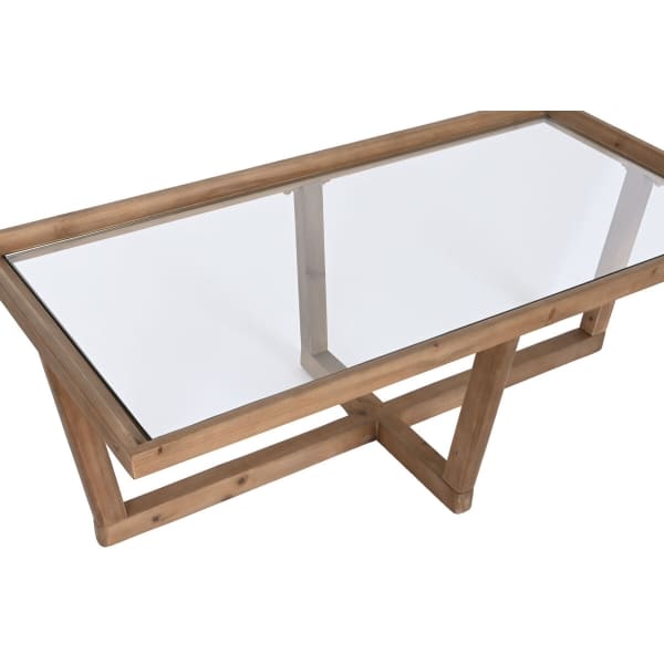 Mesa de centro rectangular de vidrio y abeto