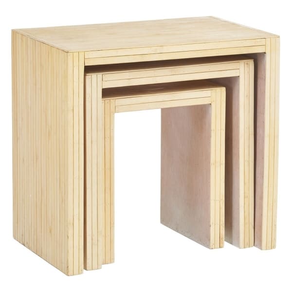 Juego de 3 mesas de centro nido rectangulares de madera natural