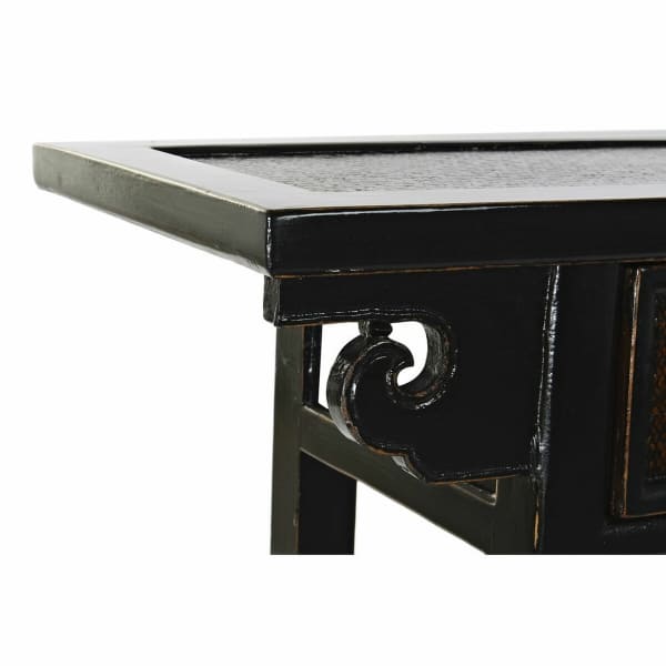 Small Chinese Console in Black Metal and Brown Wood
