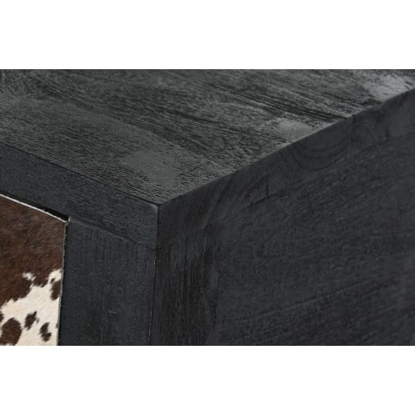 Cowhide and Mango Wood Design Console Black and White