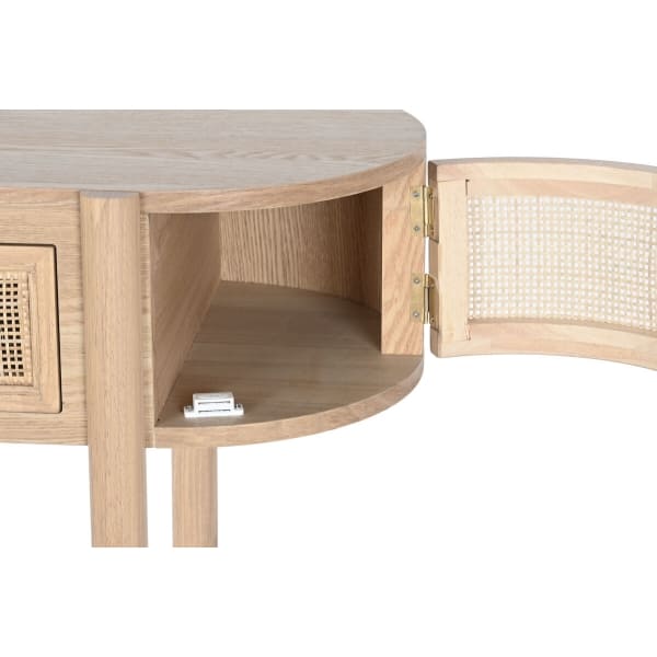 Console in Rattan Canework and Natural Wood Modern Design