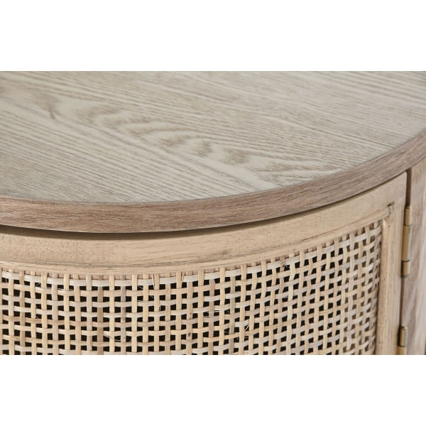 Console in Rattan Canework and Natural Wood Modern Design