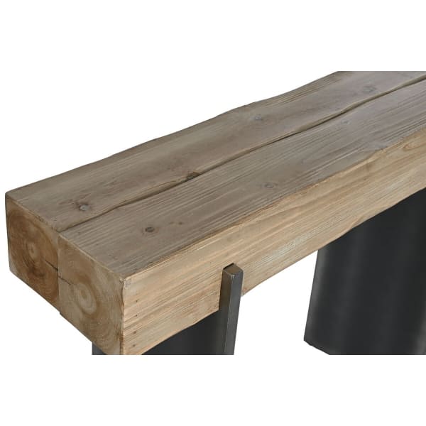 Entrance Console in Solid Wood and Dark Gray Metal, Industrial Loft Style (120 x 35 x 81.5 cm)