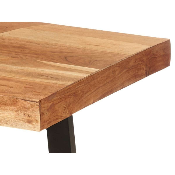 Mesa de centro rectangular de madera de acacia y metal negro TRAMA