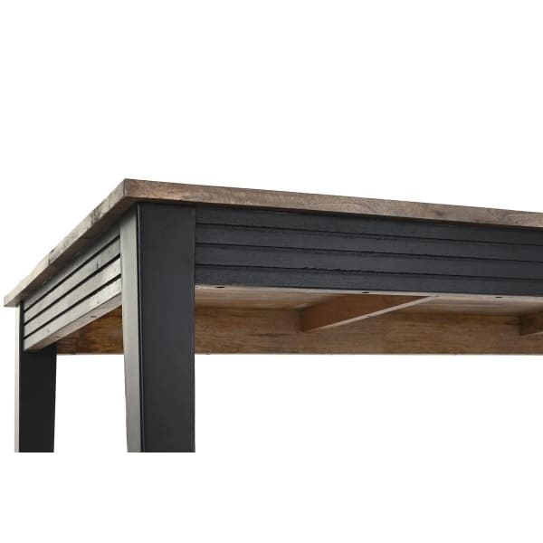 Mesa de comedor grande de madera de mango marrón y negro